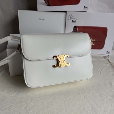 Celine Triomphe Large Bag In White Calfskin TDBS2609