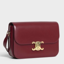 Celine Triomphe Medium Bag In Bordeaux Smooth Calfskin TDBS2612