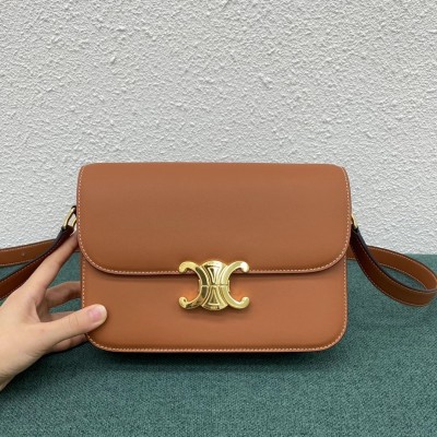 Celine Triomphe Medium Bag In Brown Natural Calfskin TDBS2613