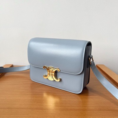 Celine Triomphe Teen Bag In Pale Blue Leather TDBS2624