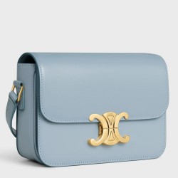 Celine Triomphe Teen Bag In Pale Blue Leather TDBS2624