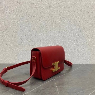 Celine Triomphe Teen Bag In Red Leather TDBS2626