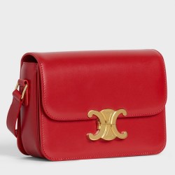 Celine Triomphe Teen Bag In Red Leather TDBS2626