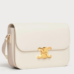 Celine Triomphe Teen Bag In White Leather TDBS2629