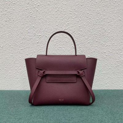 Celine Belt Nano Bag In Bordeaux Grained Calfskin