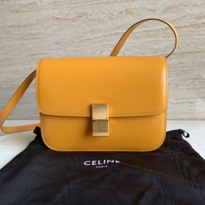 Celine Classic Box Medium Bag In Yellow Box Calfskin