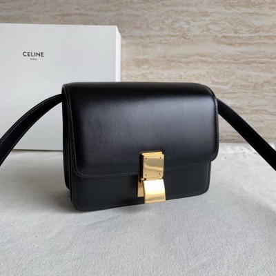 Celine Classic Box Small Bag In Black Box Calfskin