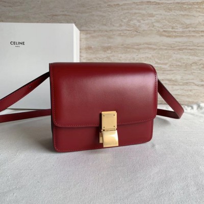 Celine Classic Box Small Bag In Red Box Calfskin