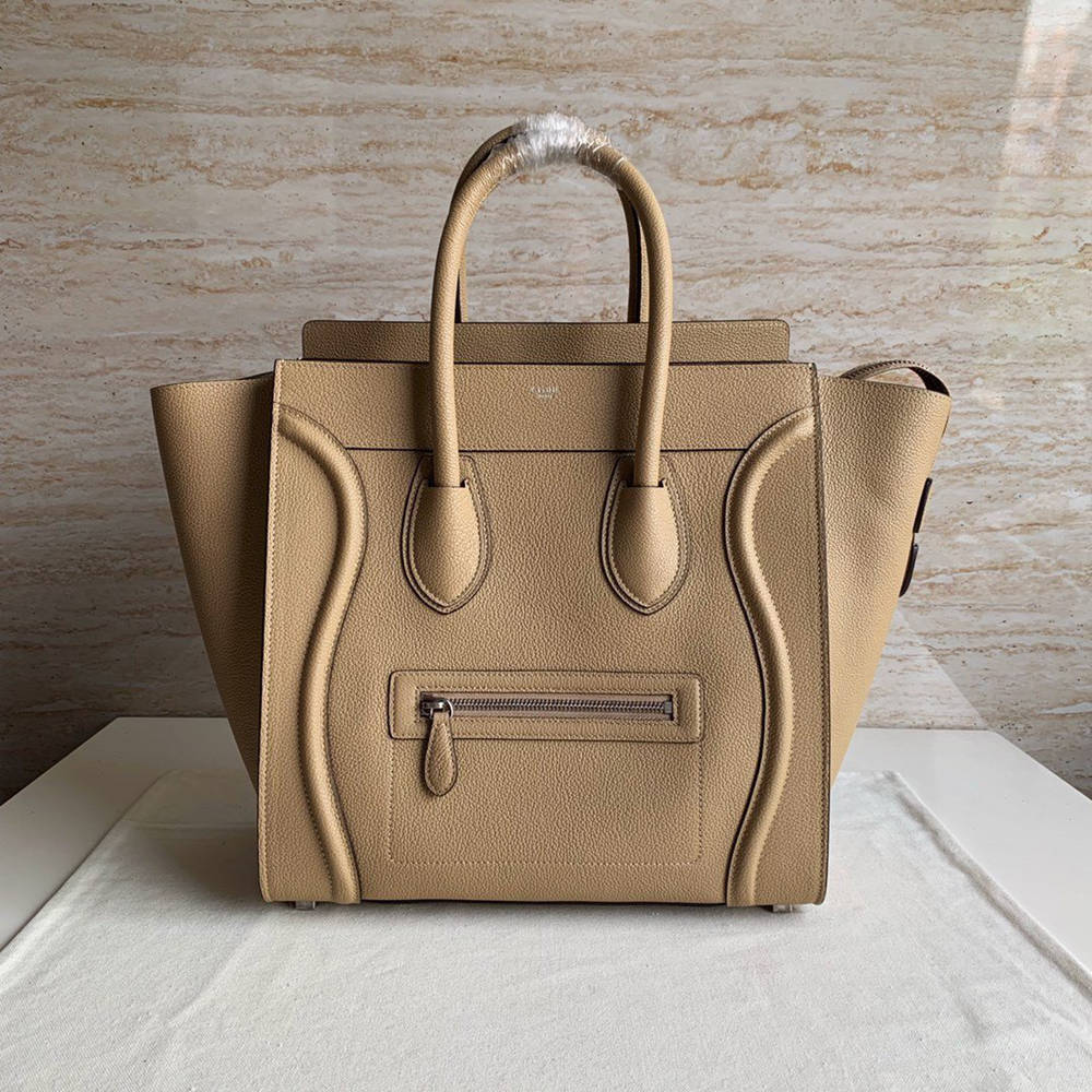 Celine Mini Luggage Tote Bag In Dune Drummed Calfskin