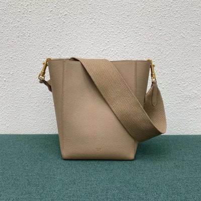 Celine Sangle Small Bucket Bag In Taupe Calfskin