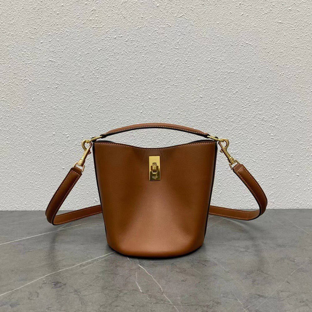 Celine Teen Bucket 16 Bag In Brown Calfskin