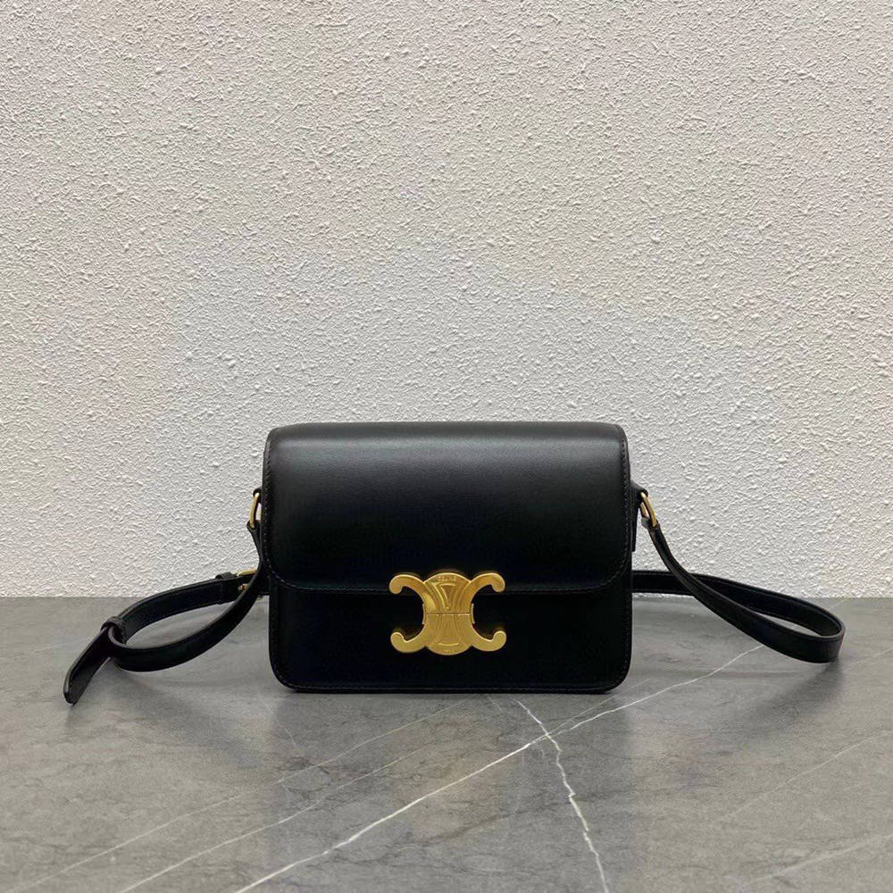 Celine Triomphe Teen Bag In Black Leather