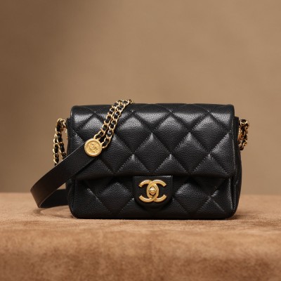 Chanel 22A series gold coin bag calfskin