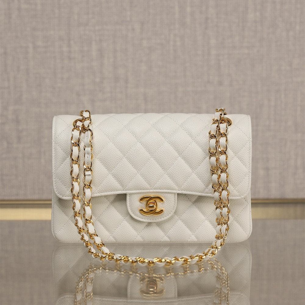 Chanel CF series ball grained cowhide white gold hardware