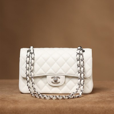 Chanel CF series ball grained cowhide white silver hardware