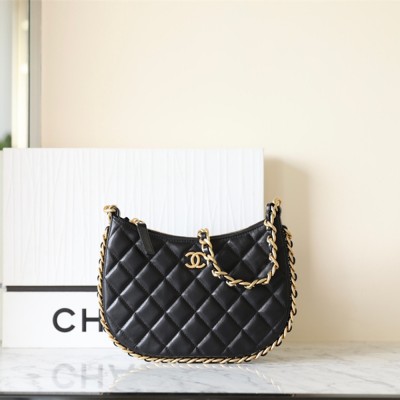 Chanel Hobo Bag Black and Gold Small