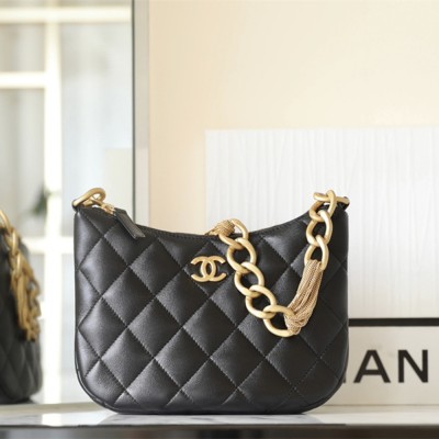 Chanel Luxury Hobo Bag 23A Series Black and Gold