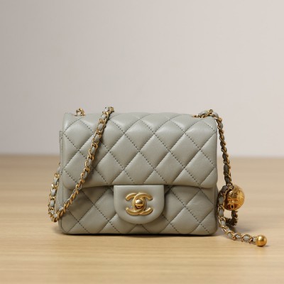 Chanel Mini Pearl Crush Flap Bag Grey