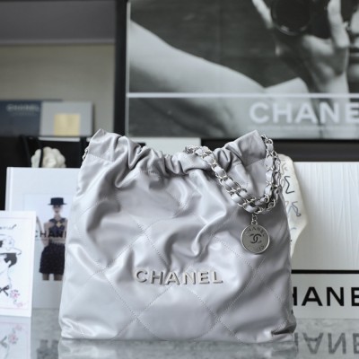 Chanel Shopping Bag Gray Small Size