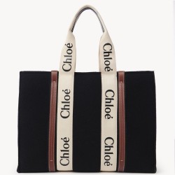 Chloe Large Woody Tote Bag In Black Felt TDBS2669