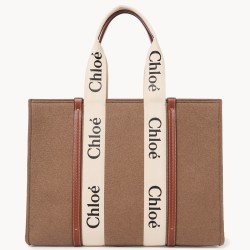 Chloe Large Woody Tote Bag In Brown Felt TDBS2670