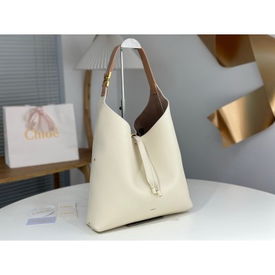 Chloe Marcie Hobo Bag in White Grained Leather TDBS2642