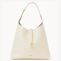 Chloe Marcie Hobo Bag in White Grained Leather TDBS2642