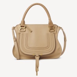 Chloe Marcie Medium Double Carry Bag in Beige Grained Leather TDBS2643