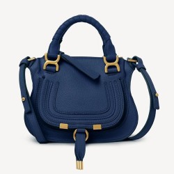 Chloe Marcie Mini Double Carry Bag in Blue Grained Leather TDBS2645