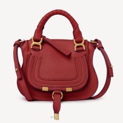 Chloe Marcie Mini Double Carry Bag in Red Grained Leather TDBS2647