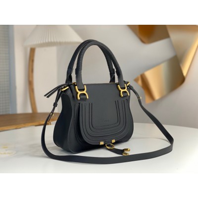 Chloe Marcie Small Double Carry Bag in Black Grained Leather TDBS2649