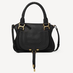 Chloe Marcie Small Double Carry Bag in Black Grained Leather TDBS2649