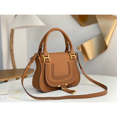 Chloe Marcie Small Double Carry Bag in Brown Grained Leather TDBS2651