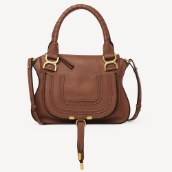 Chloe Marcie Small Double Carry Bag in Brown Grained Leather TDBS2651