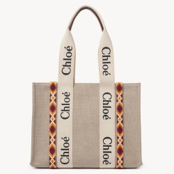 Chloe Medium Woody Tote Bag with Hand-embroidered  TDBS2685