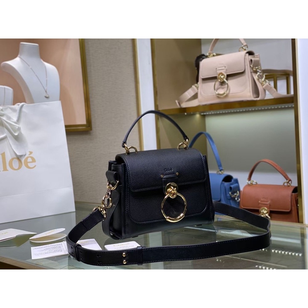 Chloe Mini Tess Day Bag In Black Grained Leather TDBS2660