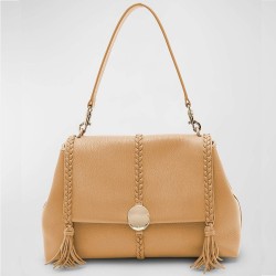 Chloe Penelope Medium Shoulder Bag in Beige Grained Calfskin TDBS2653