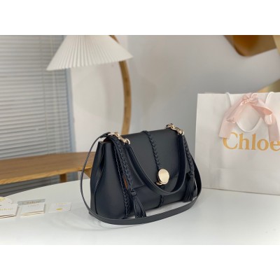 Chloe Penelope Medium Shoulder Bag in Black Grained Calfskin TDBS2654