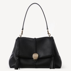 Chloe Penelope Medium Shoulder Bag in Black Grained Calfskin TDBS2654