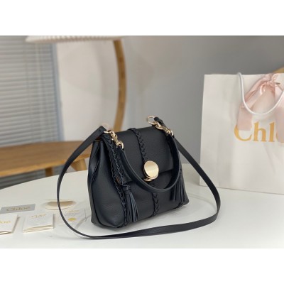 Chloe Penelope Small Shoulder Bag in Black Grained Calfskin TDBS2658