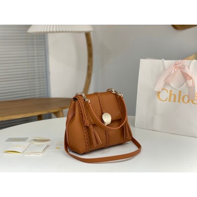 Chloe Penelope Small Shoulder Bag in Brown Grained Calfskin TDBS2659