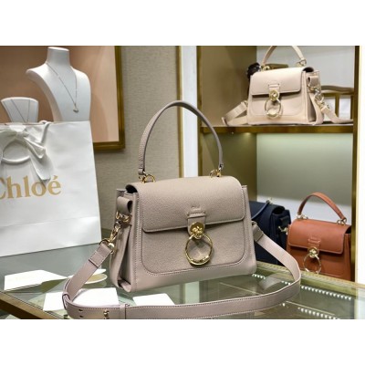 Chloe Small Tess Day Bag In Grey Grained Leather TDBS2664