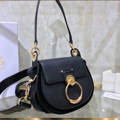 Chloe Small Tess Shoulder Bag In Black Calfskin TDBS2665