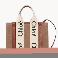 Chloe Small Woody Tote Bag In Brown Felt TDBS2686