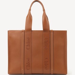 Chloe Woody Large Tote Bag In Brown Calfskin TDBS2694