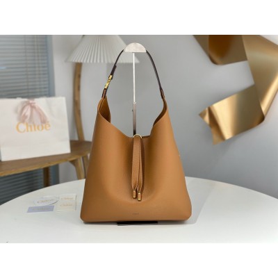 Chloe Marcie Hobo Bag in Brown Grained Leather