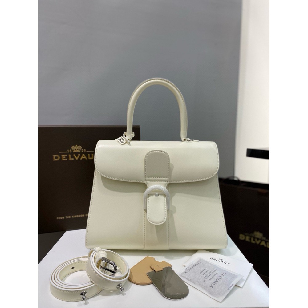 Delvaux Brillant MM Bag in Ivory Box Calf Leather TDBS2713