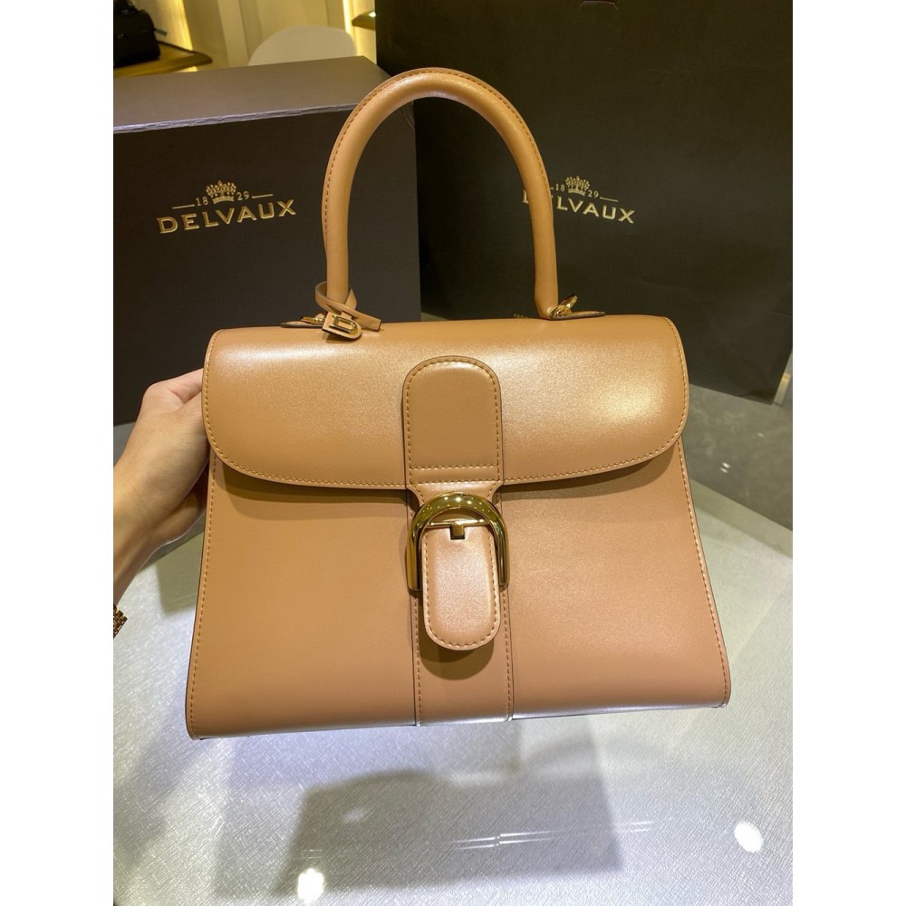 Delvaux Brillant MM Bag in Tender Beige Box Calf Leather TDBS2714