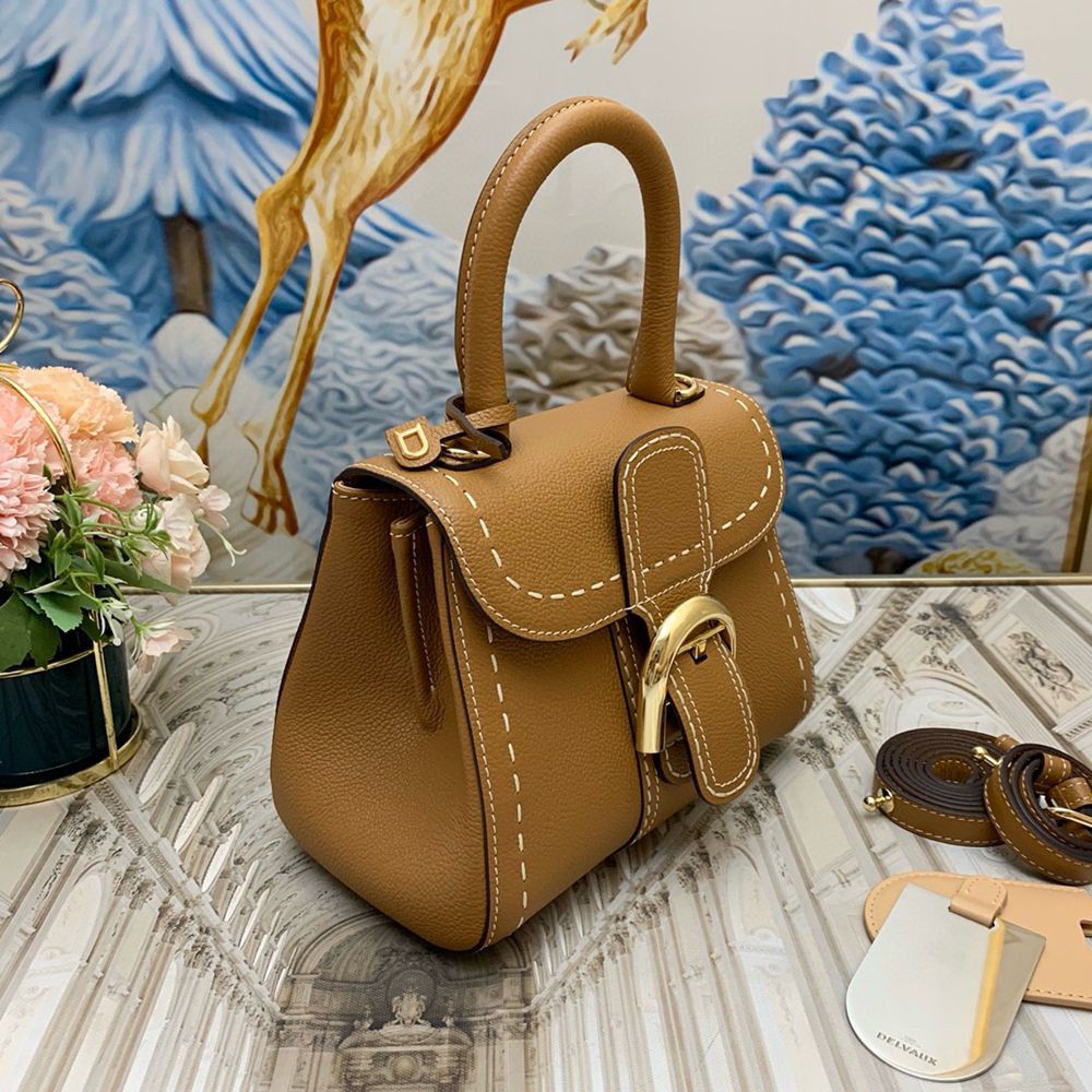 Delvaux Brillant Mini Surpique Bag in Brown Rodeo Calf Leather TDBS2720