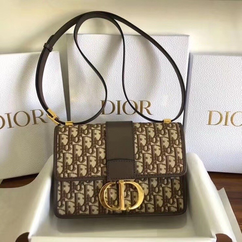 Dior 30 Montaigne Bag In Brown Oblique Jacquard Canvas TDBS2733